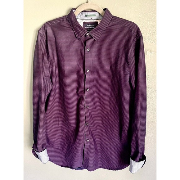 Denim & Flower Ricky Singh Men’s‎ Long Sleeve Button Down Shirt Size XL Purple - Picture 1 of 4